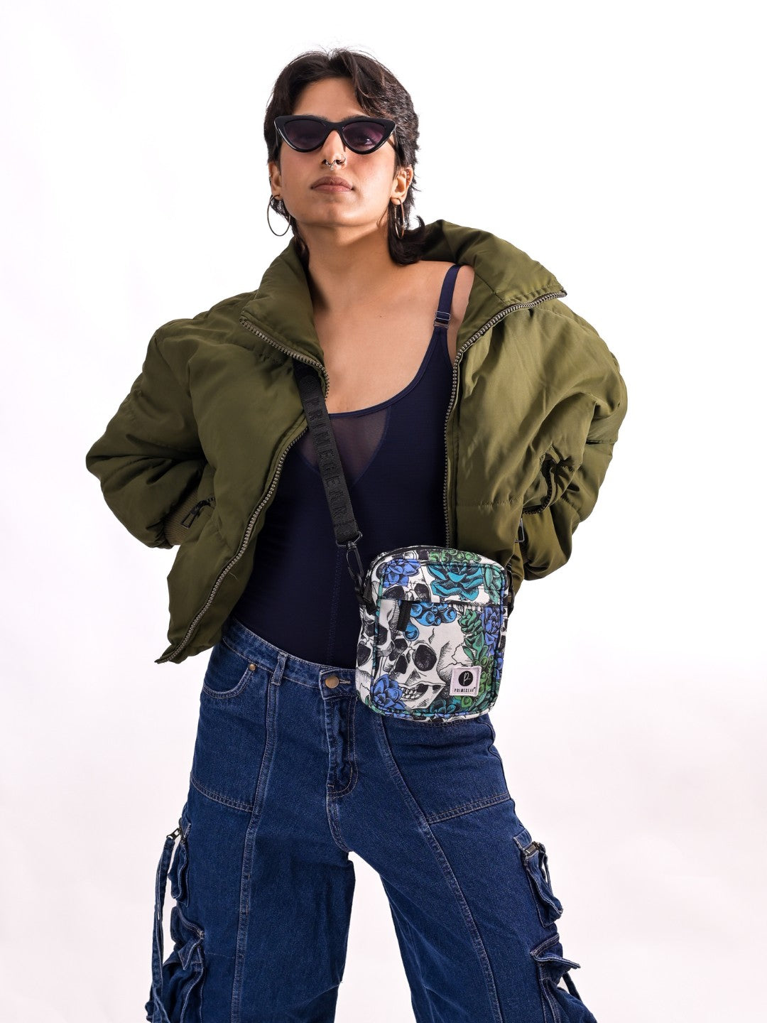 Floral Skull Shoulder Bag