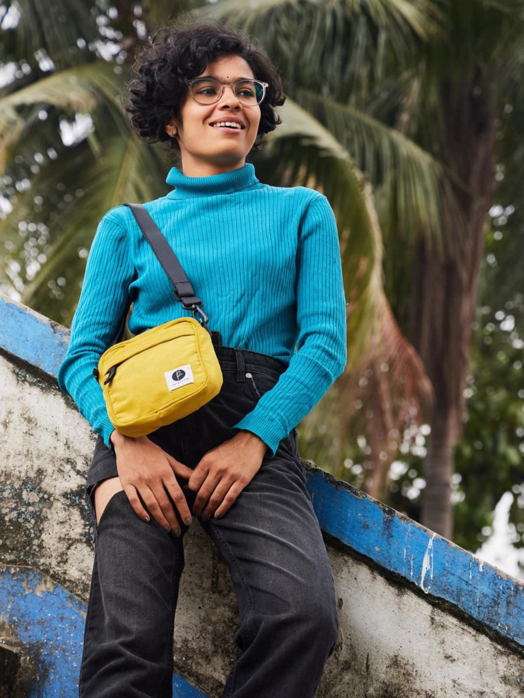 Yellow Corduroy Shoulder Bag