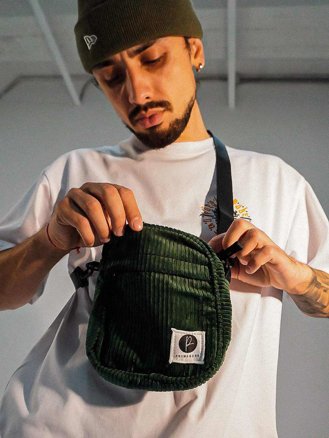 Green Corduroy Shoulder Bag