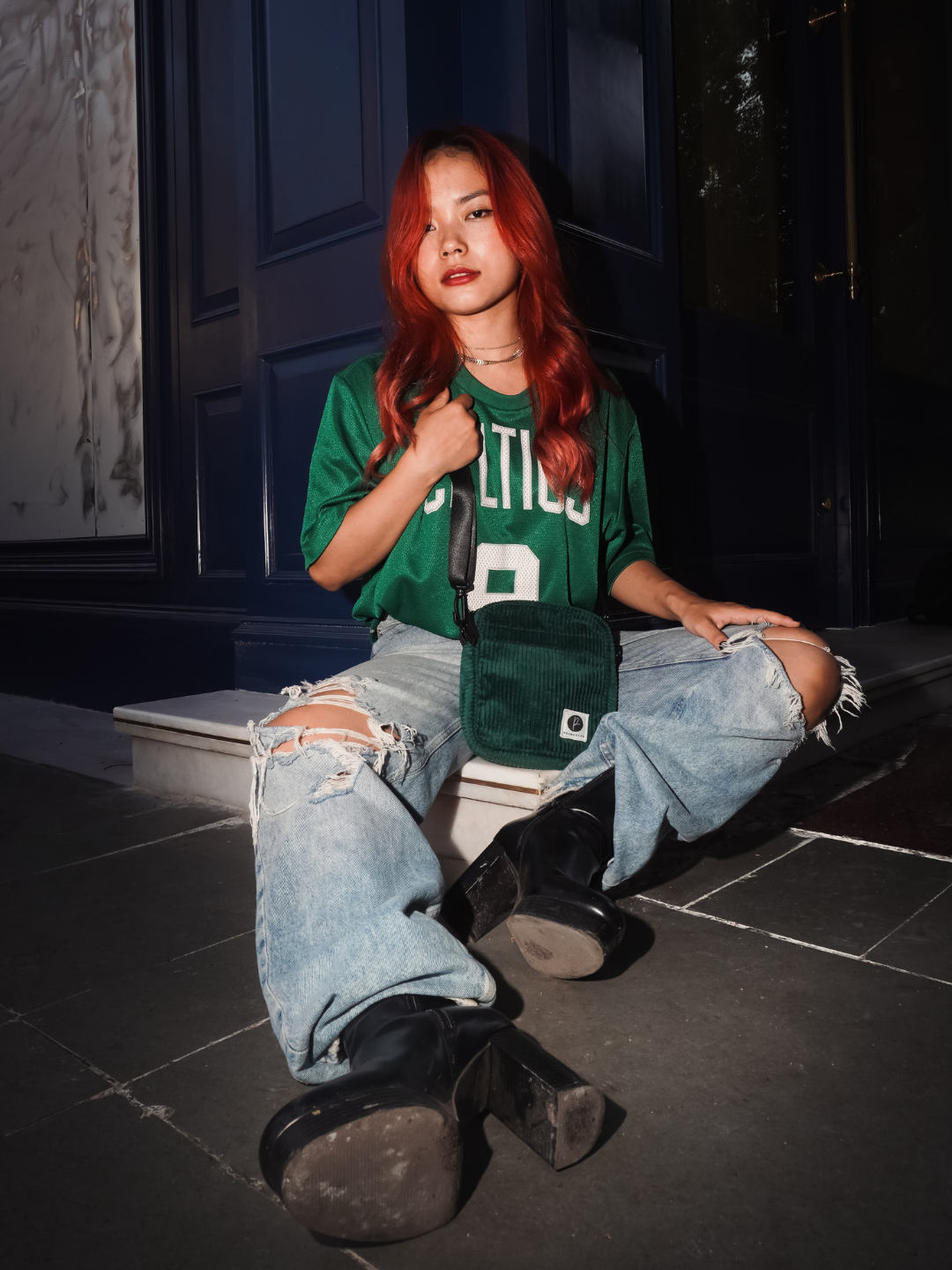 Green Corduroy Shoulder Bag