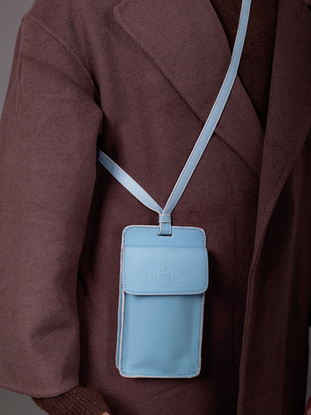 Powder Blue & White Classic Phone Sling