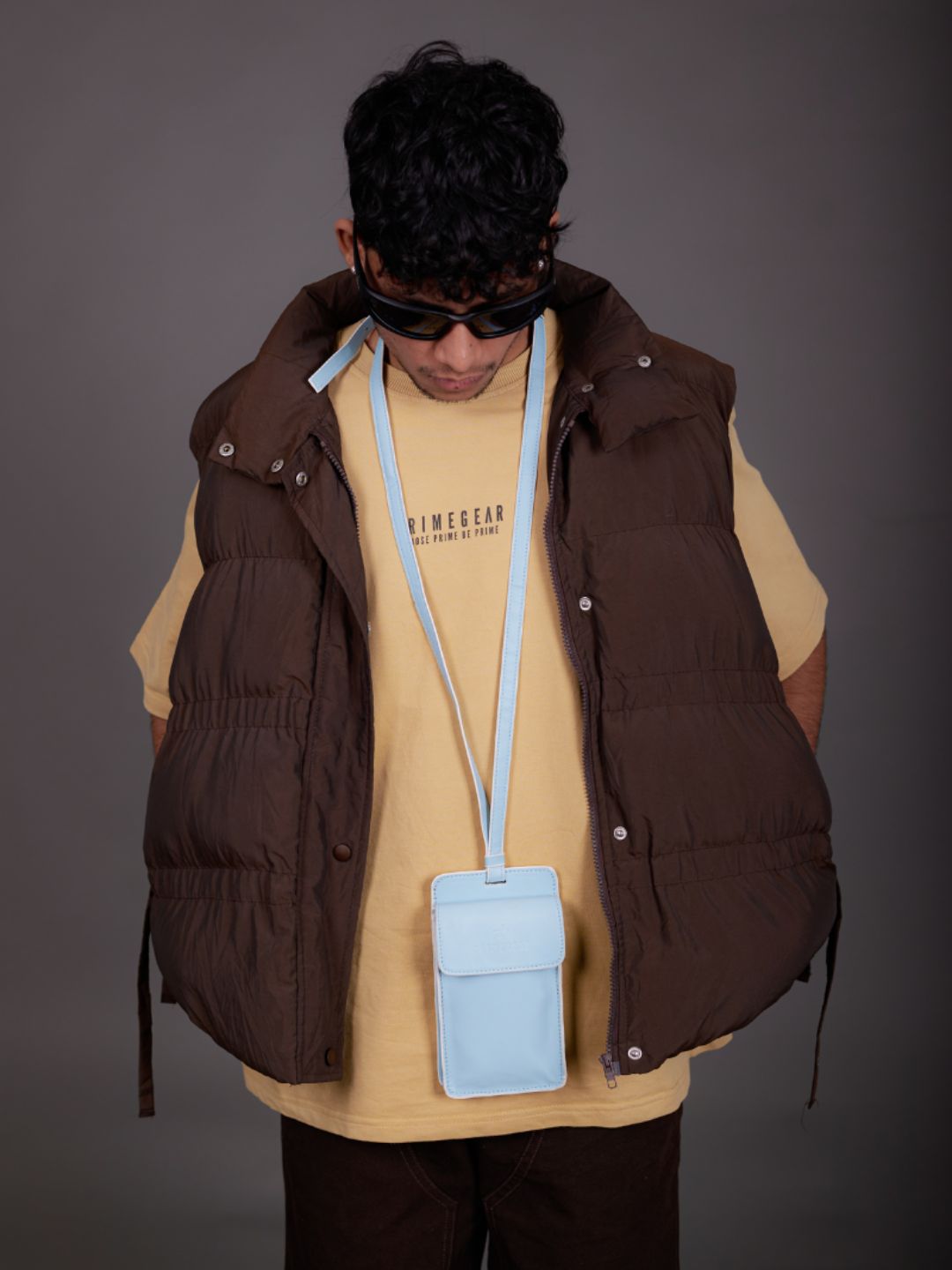 Powder Blue & White Classic Phone Sling